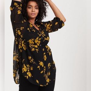 Torrid sheer button down babydoll tunic